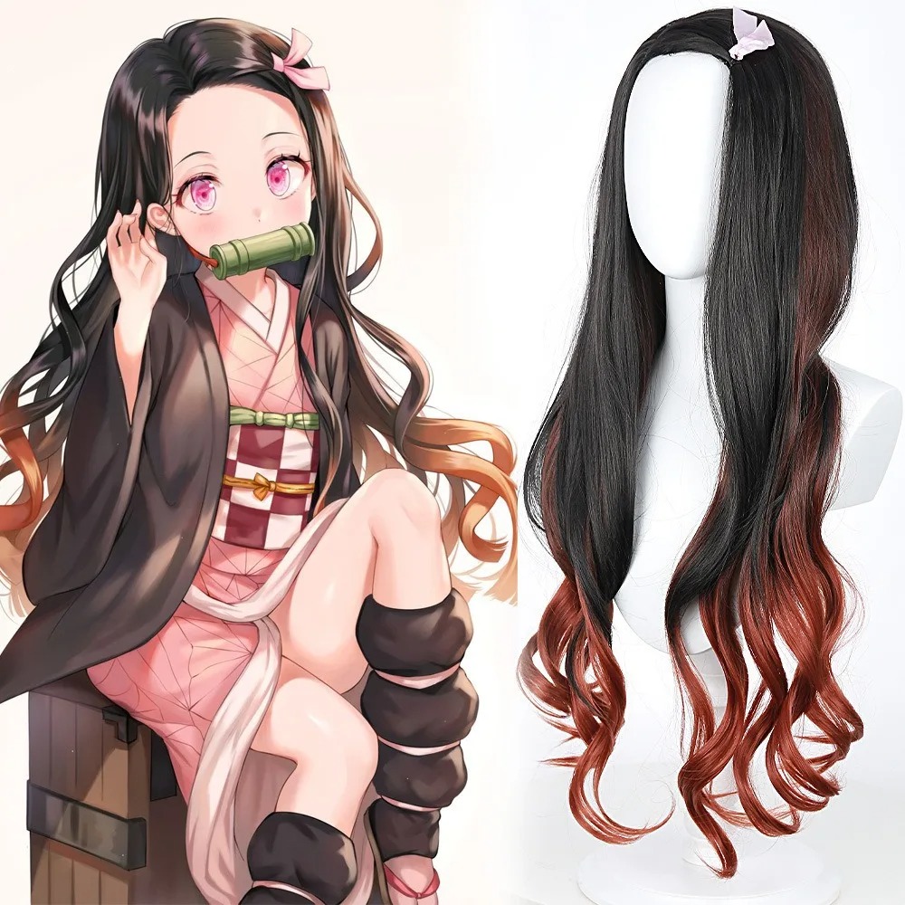 Black Dark Red Gradient Color  – Anime Cosplay Nezuko recenzja i cena